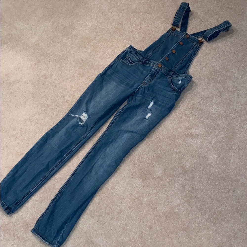 Skinny denim overalls